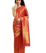red woven kanchipuram silk saree with blouse