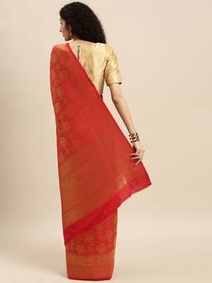 red woven kanchipuram silk saree with blouse 2