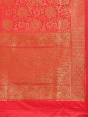 red woven kanchipuram silk saree with blouse 4