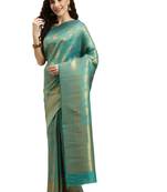 green woven silk saree with blouse