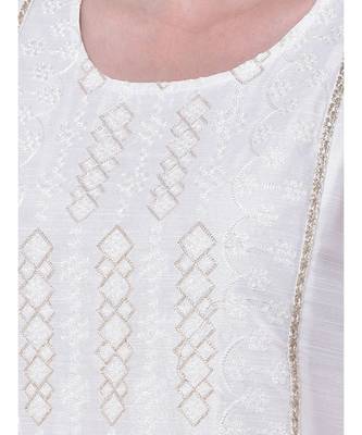 White Embroidered A-line Kurta 6