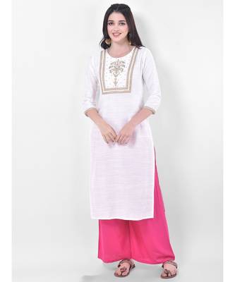 White Embroidered Straight Kurta 1