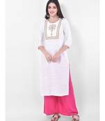 White Embroidered Straight Kurta