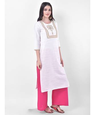 White Embroidered Straight Kurta 2