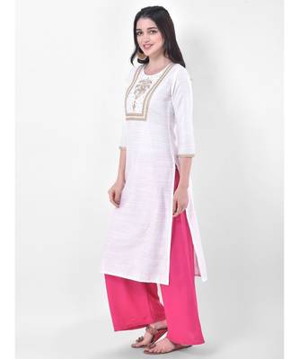 White Embroidered Straight Kurta 3