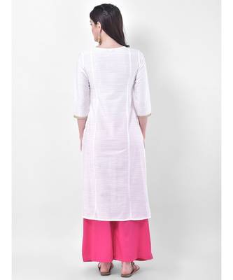 White Embroidered Straight Kurta 5