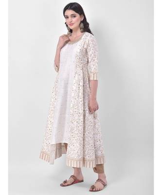 White Embroidered A-line Kurta 2