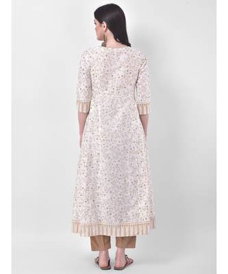White Embroidered A-line Kurta 5