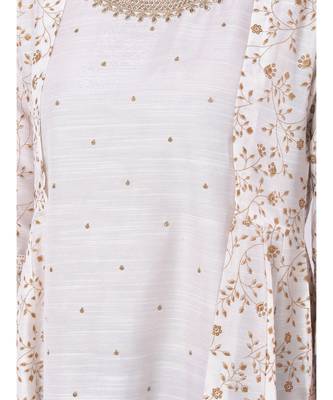 White Embroidered A-line Kurta 6