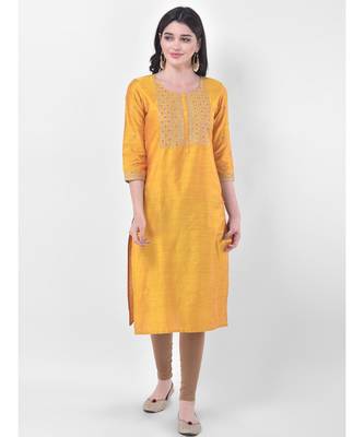 Yellow Embroidered Straight Kurta 1