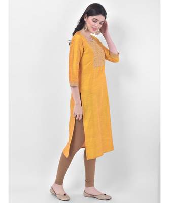 Yellow Embroidered Straight Kurta 2