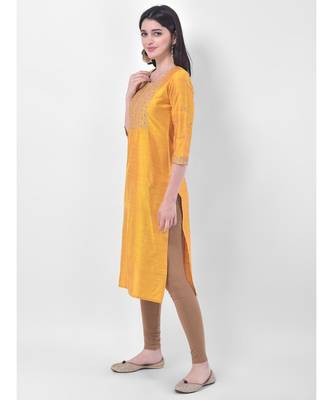 Yellow Embroidered Straight Kurta 3