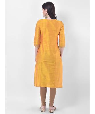 Yellow Embroidered Straight Kurta 5