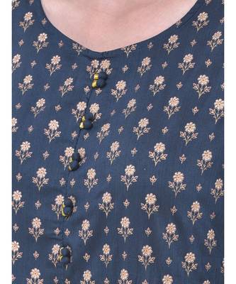 Oxford Blue Printed Flared Kurta 6