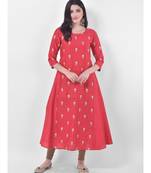 Peach Embroidered A-line Kurta