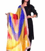 Art Silk Bandhani Dupatta With Embellished Gotta Patti Lace