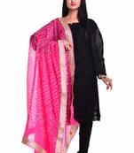 Art Silk Bandhani Dupatta With Embellished Gotta Patti Lace