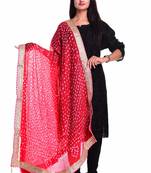 Art Silk Bandhani Dupatta With Embellished Gotta Patti Lace