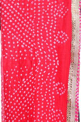 Art Silk Bandhani Dupatta With Embellished Gotta Patti Lace 4