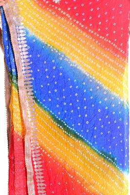 Art Silk Bandhani Dupatta With Embellished Gotta Patti Lace 3