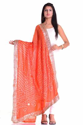 Art Silk Bandhani Dupatta With Embellished Gotta Patti Lace 1