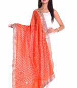 Art Silk Bandhani Dupatta With Embellished Gotta Patti Lace