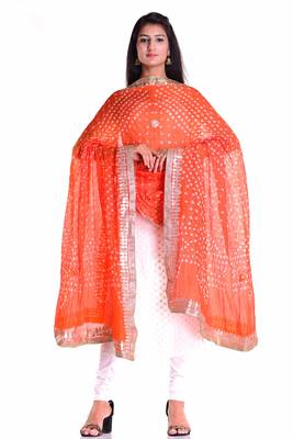Art Silk Bandhani Dupatta With Embellished Gotta Patti Lace 3