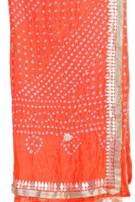 Art Silk Bandhani Dupatta With Embellished Gotta Patti Lace 4