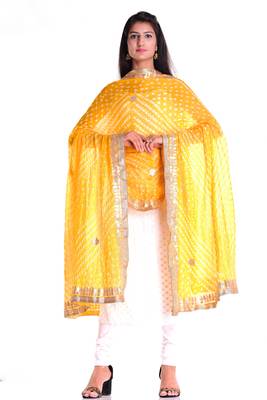 Art Silk Bandhani Dupatta With Embellished Gotta Patti Lace 2