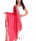 Art Silk Bandhani Dupatta With Embellished Gotta Patti Lace