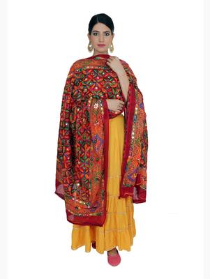 Printed Cotton Rajasthani phulkariDupatta 1