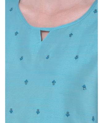 Turquoise Embroidered Straight Kurta 6