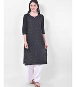 Black Embroidered Straight Kurta