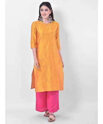Yellow Embroidered Straight Kurta 1