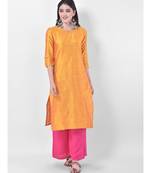 Yellow Embroidered Straight Kurta