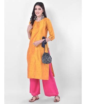 Yellow Embroidered Straight Kurta 4