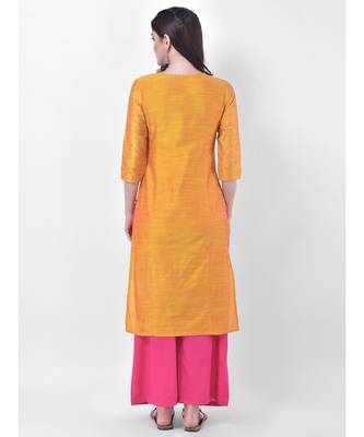 Yellow Embroidered Straight Kurta 5