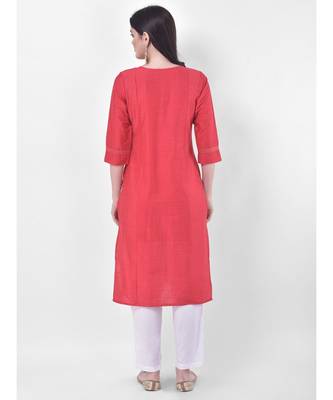 Orange Embroidered Straight Kurta 5