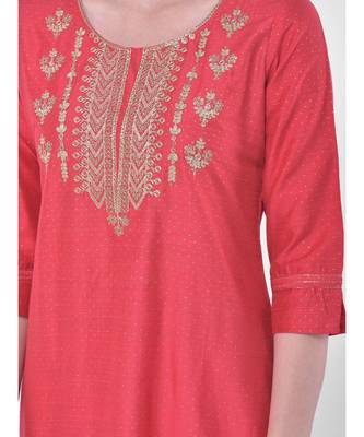 Orange Embroidered Straight Kurta 6