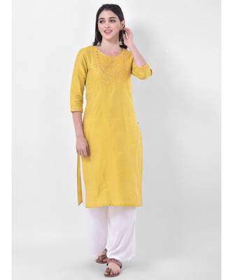 Yellow Embroidered Straight Kurta 1