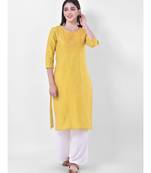Yellow Embroidered Straight Kurta