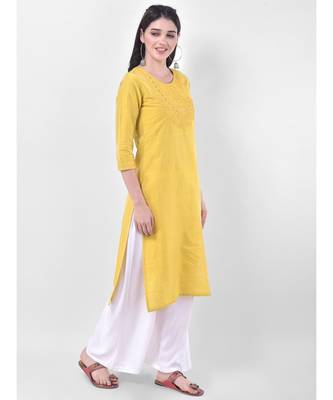 Yellow Embroidered Straight Kurta 2