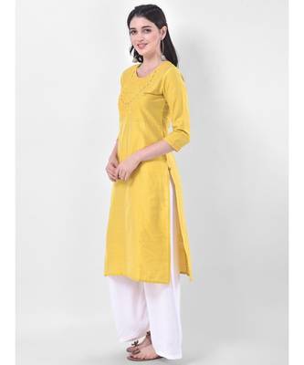 Yellow Embroidered Straight Kurta 3