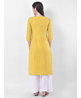 Yellow Embroidered Straight Kurta 5