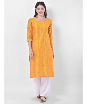 Yellow Embroidered Straight Kurta 1
