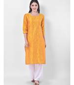 Yellow Embroidered Straight Kurta