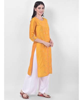 Yellow Embroidered Straight Kurta 2