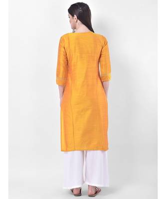 Yellow Embroidered Straight Kurta 5