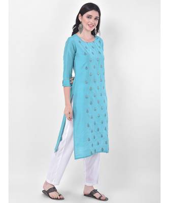 Light Blue Embroidered Straight Kurta 2