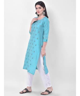 Light Blue Embroidered Straight Kurta 3